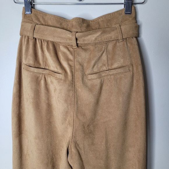 Free People Nightfall Faux Suede Paperbag Pants Camel Brown 0 Boho Streetwear - Picture 7 of 10